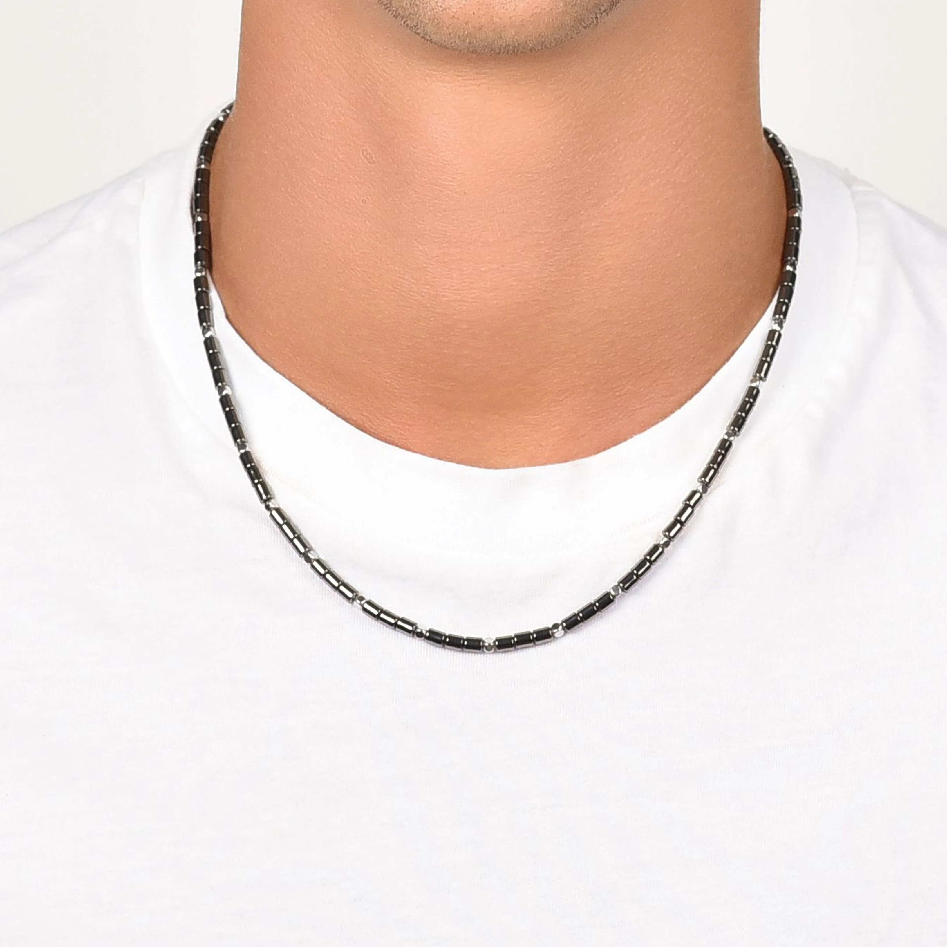 COLLANA UOMO IN ACCIAIO CON EMATITE IP GUN E SILVER - Image 2