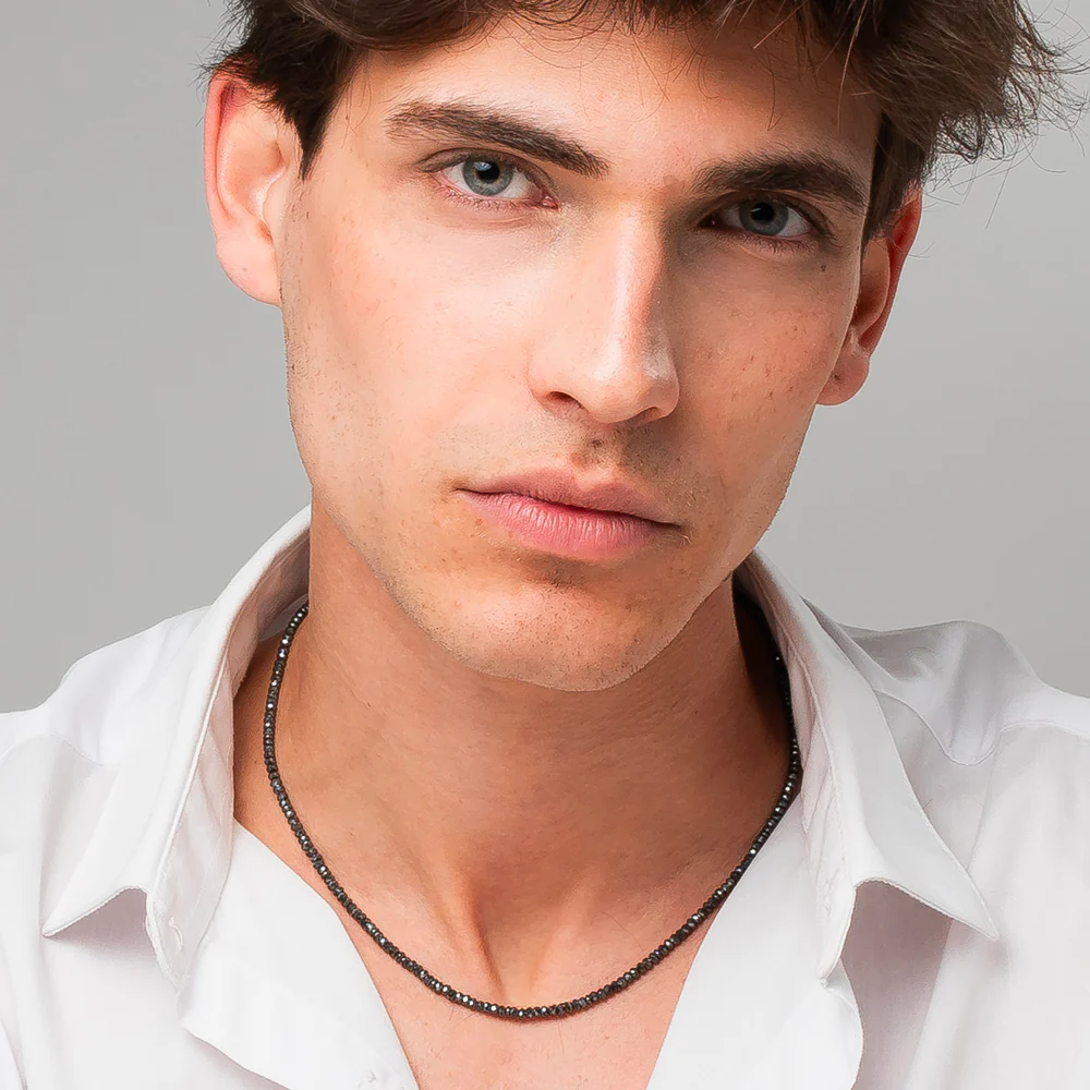 COLLANA UOMO IN ACCIAIO CON EMATITE NERA - Image 3