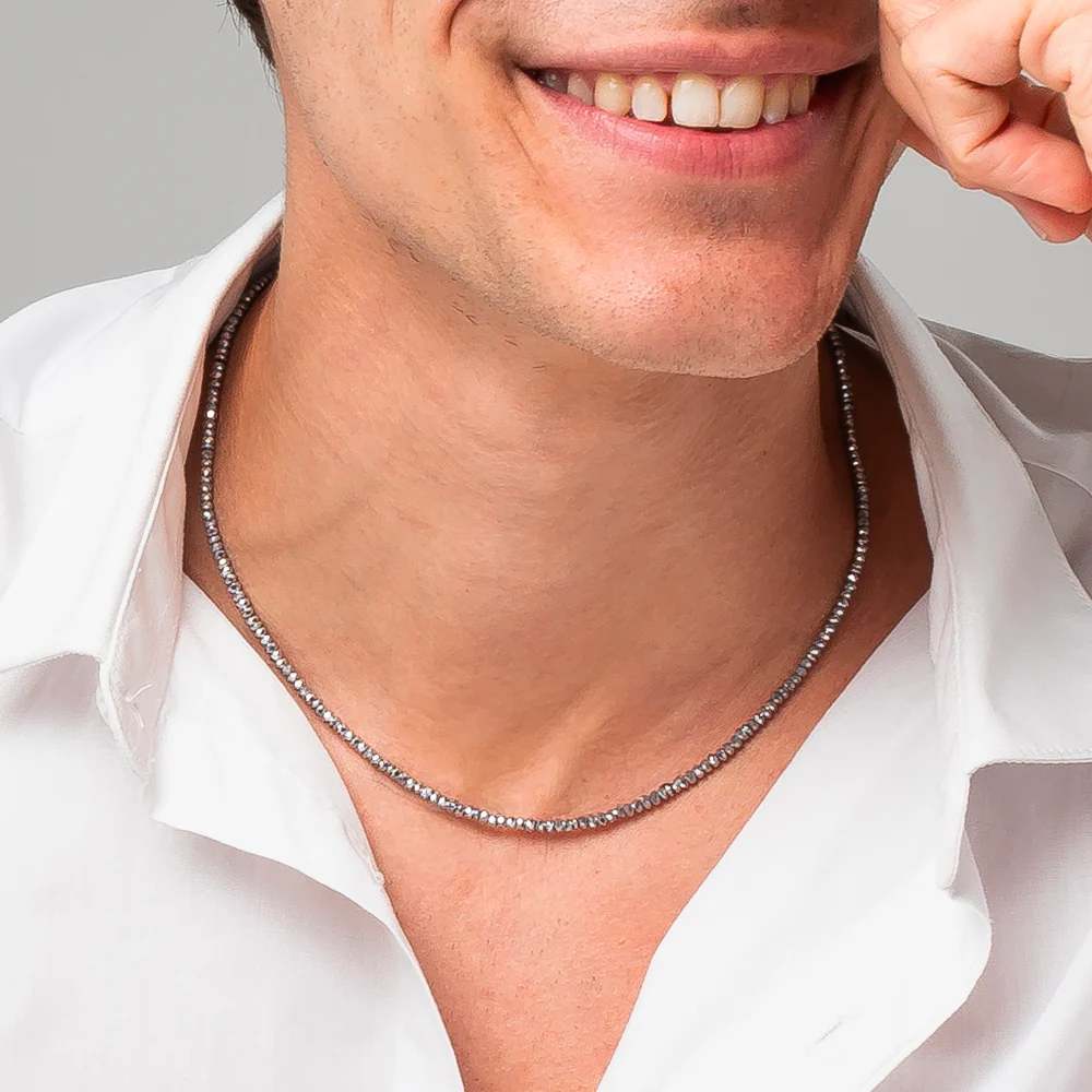 COLLANA UOMO IN ACCIAIO CON EMATITE SILVER - Image 2