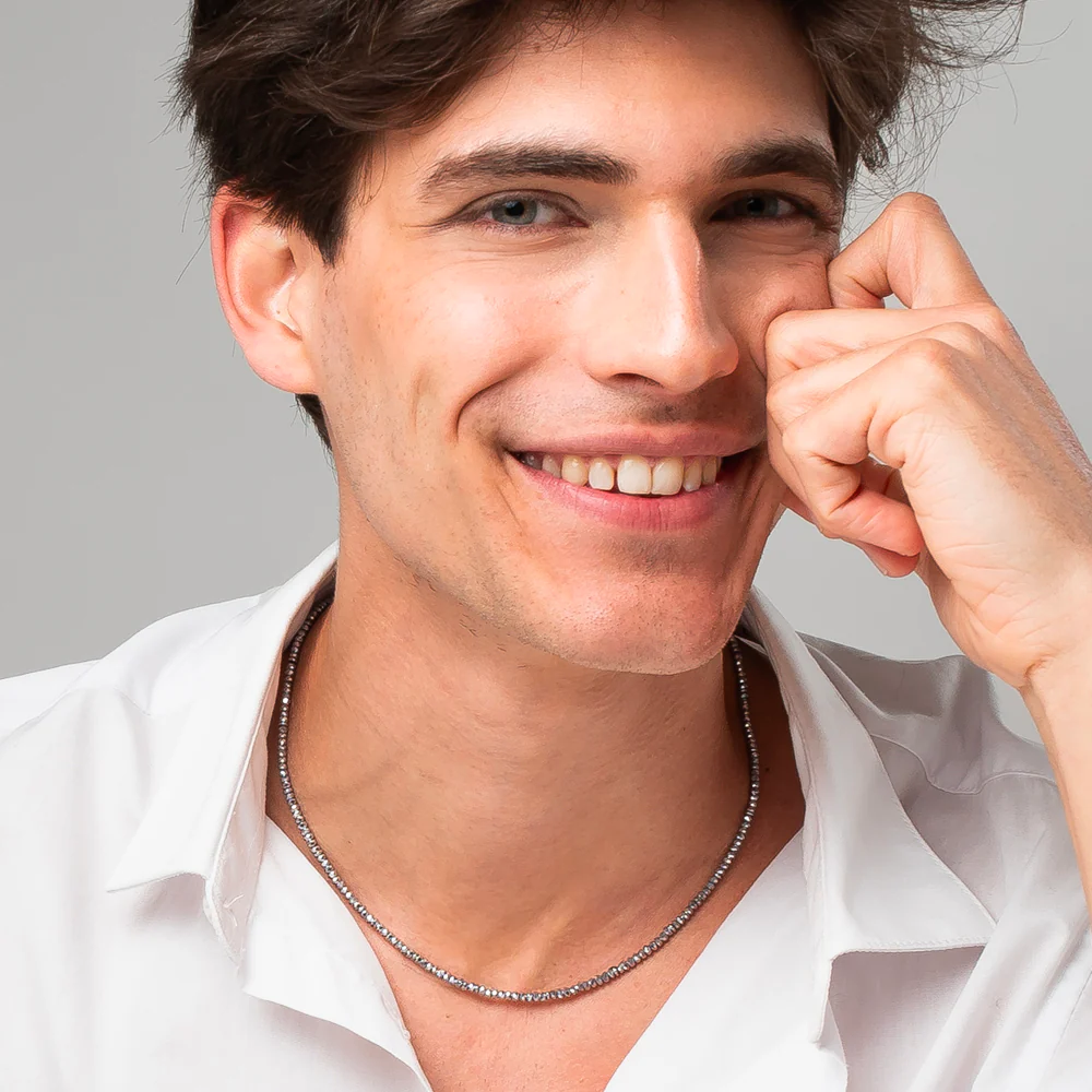 COLLANA UOMO IN ACCIAIO CON EMATITE SILVER - Image 3
