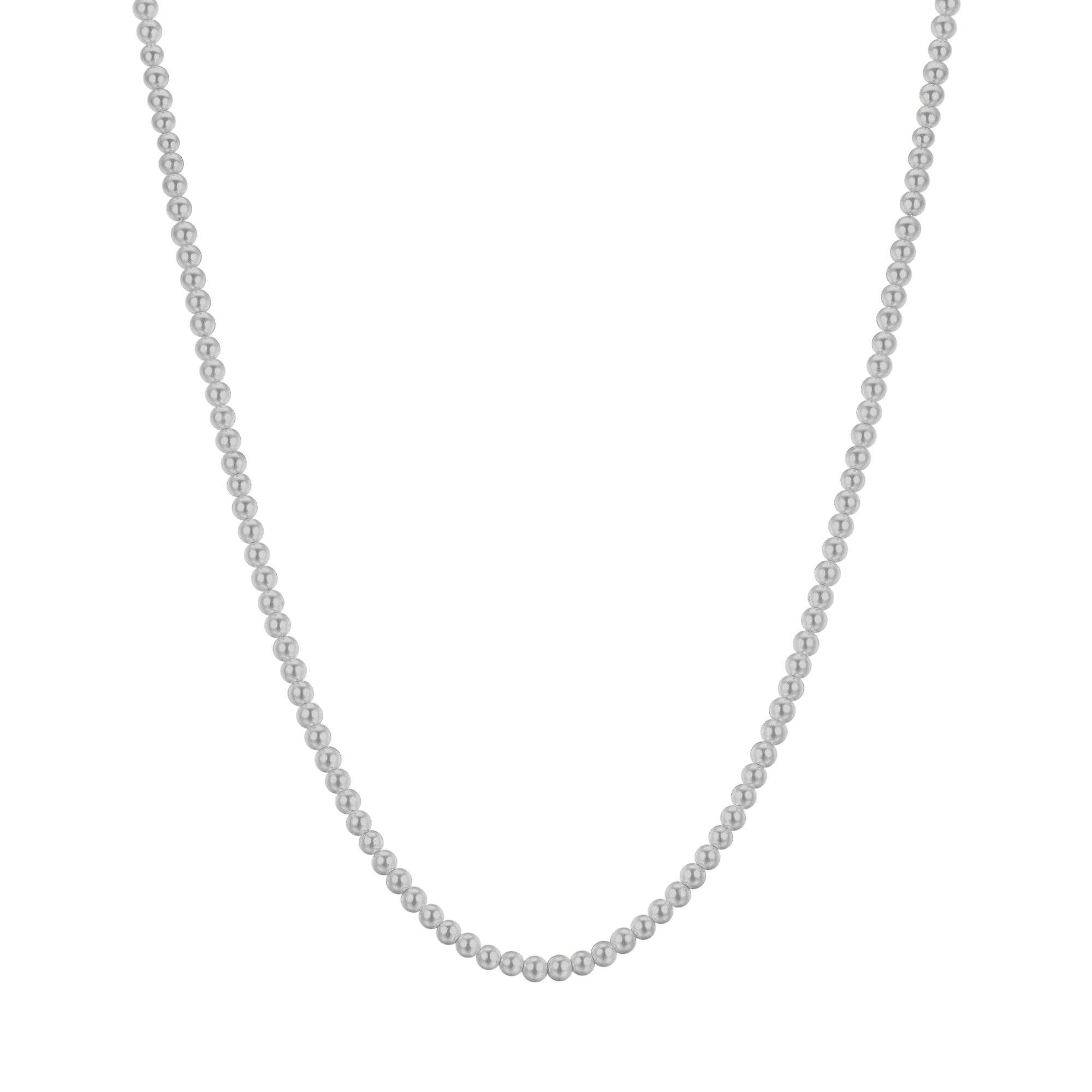 COLLANA UOMO IN ACCIAIO CON PERLE GRIGIE
