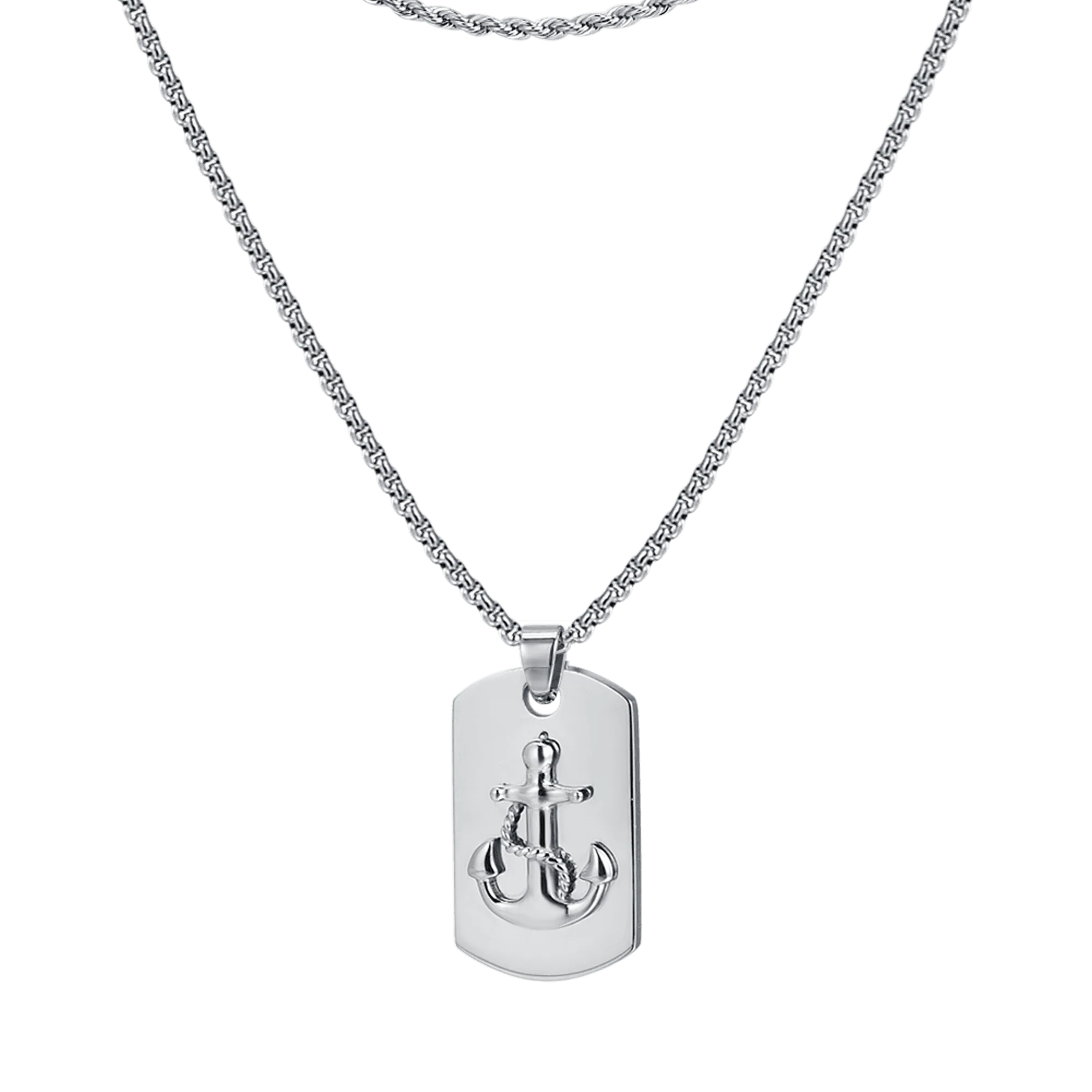 COLLANA UOMO IN ACCIAIO CON PIASTRA CON ANCORA - Image 4