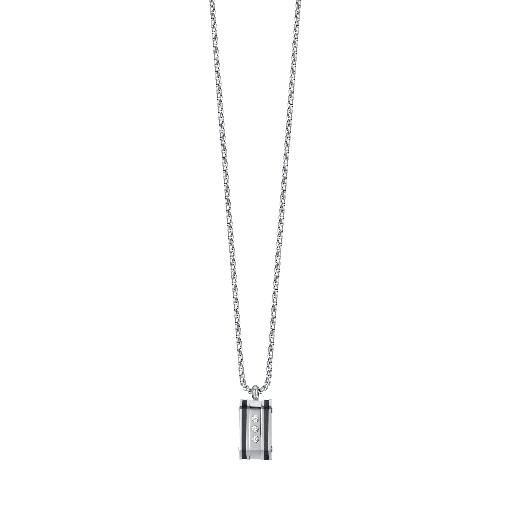 COLLANA UOMO IN ACCIAIO CON PIASTRA CON CRISTALLI BIANCHI