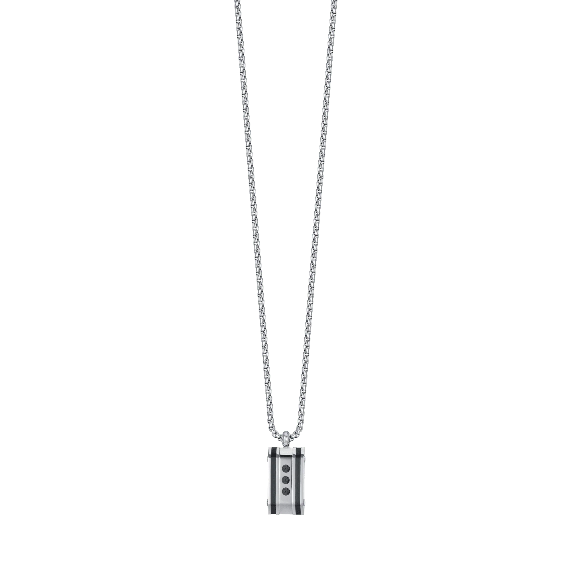 COLLANA UOMO IN ACCIAIO CON PIASTRA CON CRISTALLI NERI