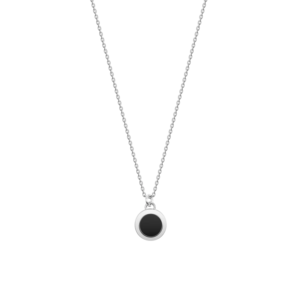 COLLANA UOMO IN ACCIAIO CON PIASTRA CON SMALTO NERO