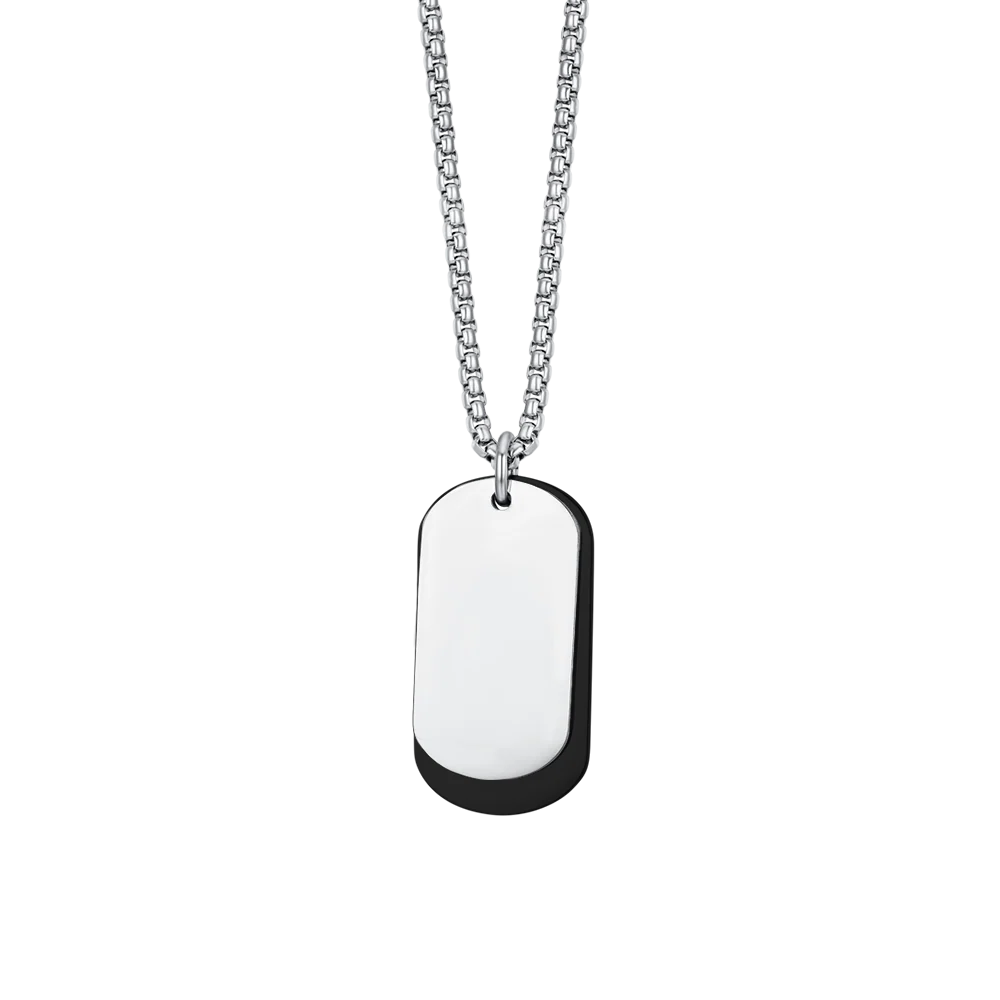 COLLANA UOMO IN ACCIAIO CON PIASTRE SILVER ED IP NERO