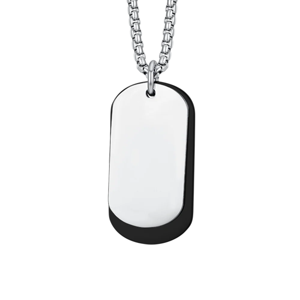 COLLANA UOMO IN ACCIAIO CON PIASTRE SILVER ED IP NERO - Image 4