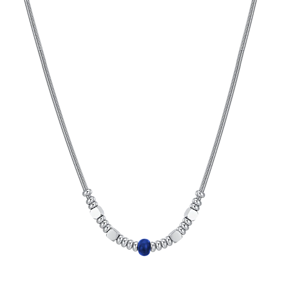 COLLANA UOMO IN ACCIAIO CON PIETRA BLU