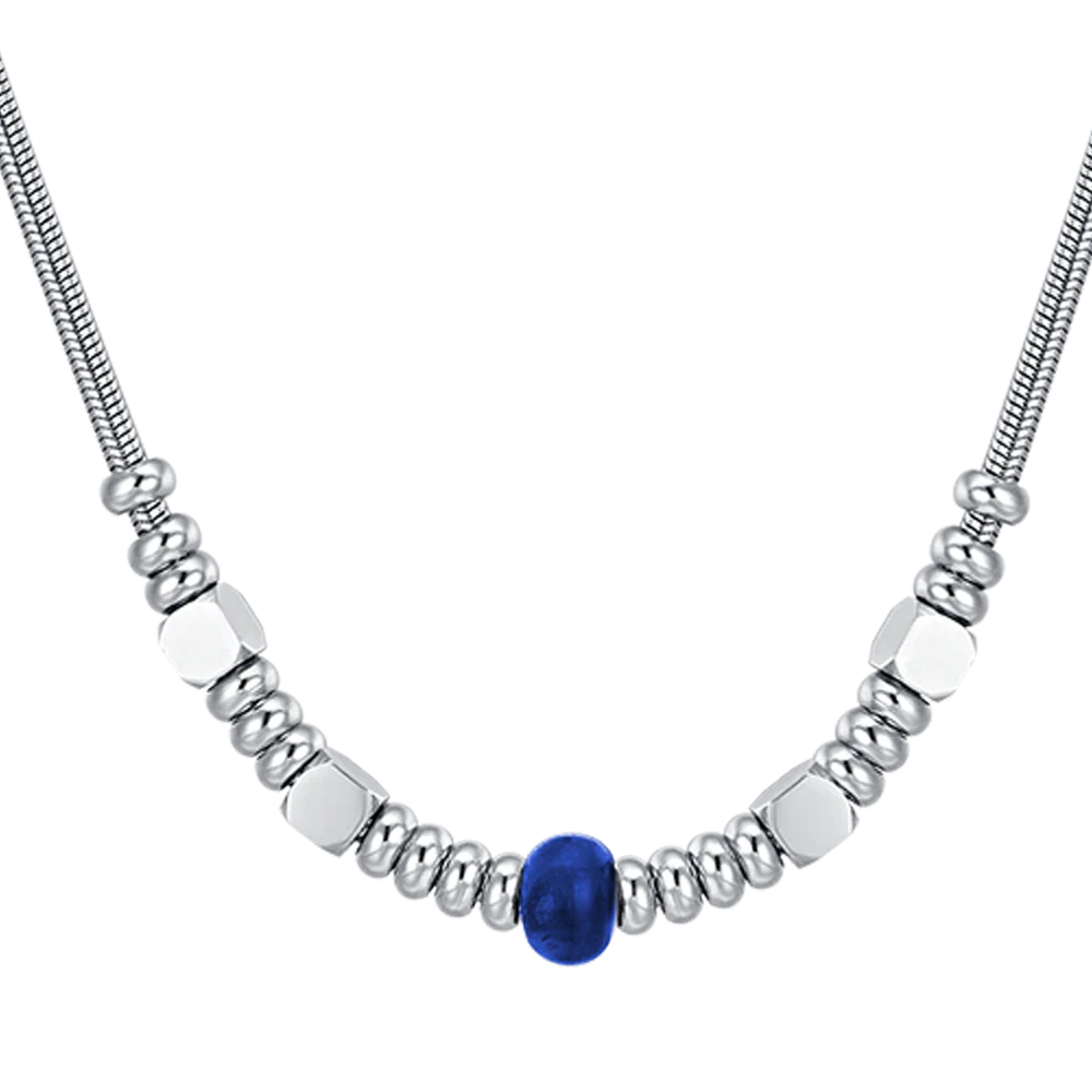 COLLANA UOMO IN ACCIAIO CON PIETRA BLU - Image 4