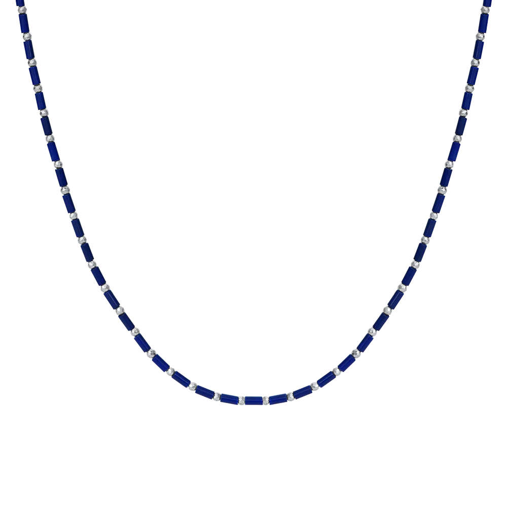 COLLANA UOMO IN ACCIAIO CON PIETRA LAPIS ED EMATITE