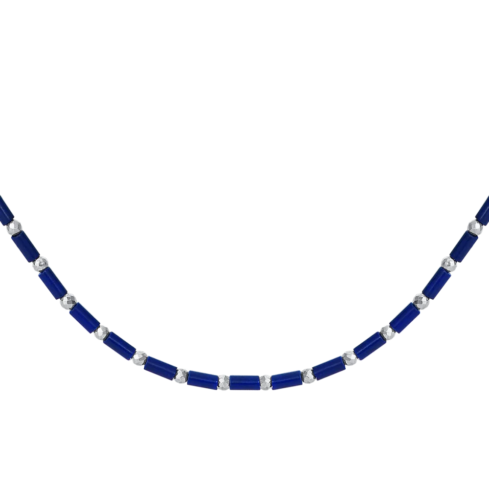 COLLANA UOMO IN ACCIAIO CON PIETRA LAPIS ED EMATITE - Image 5