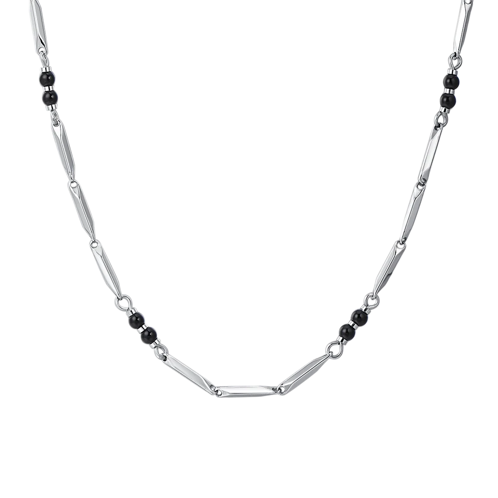 COLLANA UOMO IN ACCIAIO CON PIETRE AGATA