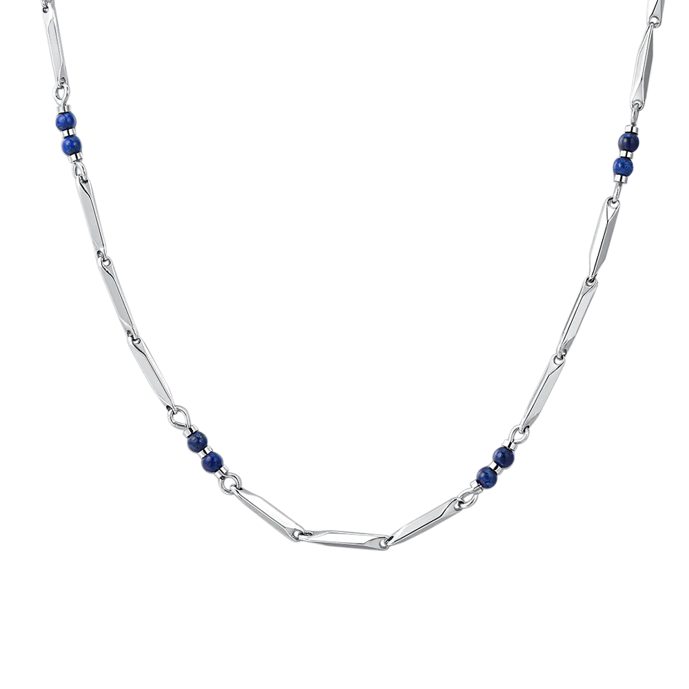 COLLANA UOMO IN ACCIAIO CON PIETRE LAPIS
