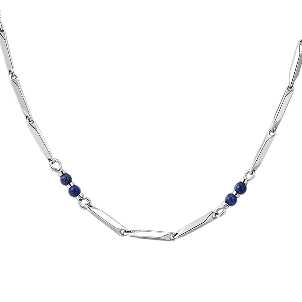 COLLANA UOMO IN ACCIAIO CON PIETRE LAPIS - Image 4