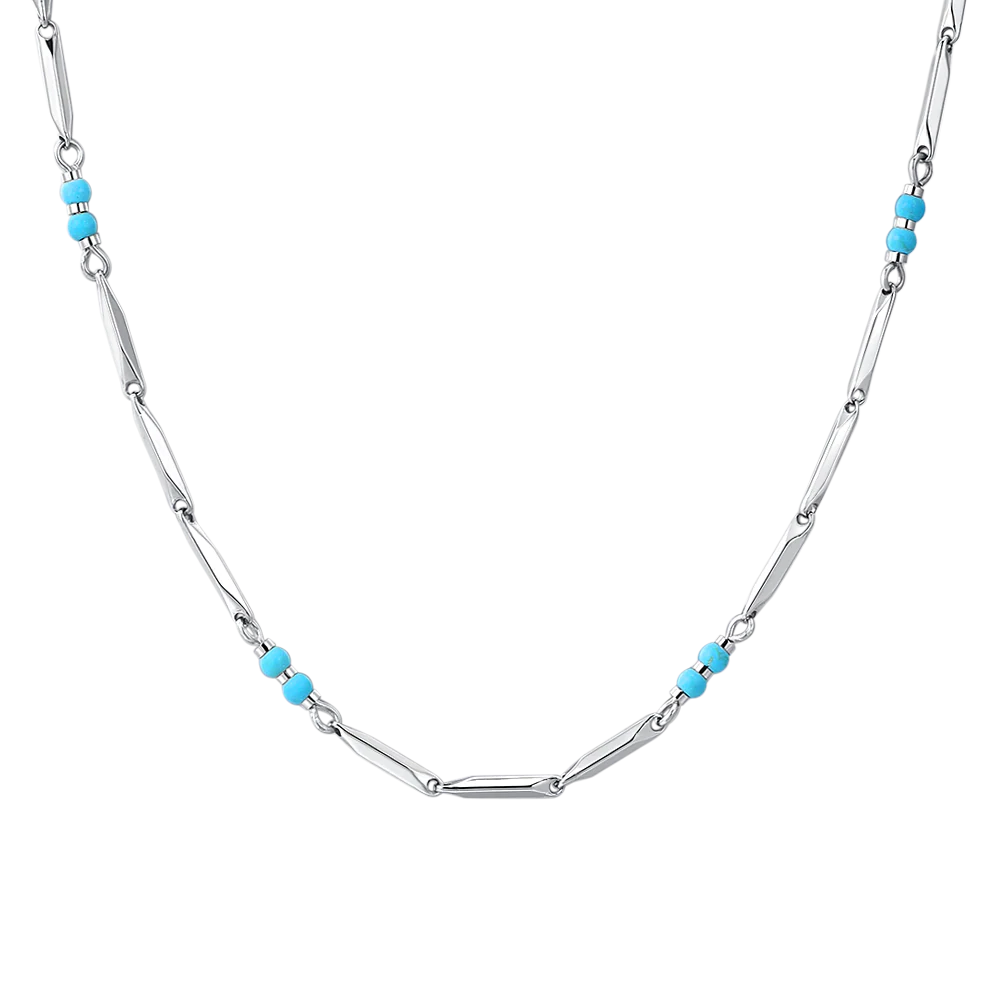 COLLANA UOMO IN ACCIAIO CON PIETRE TURCHESI