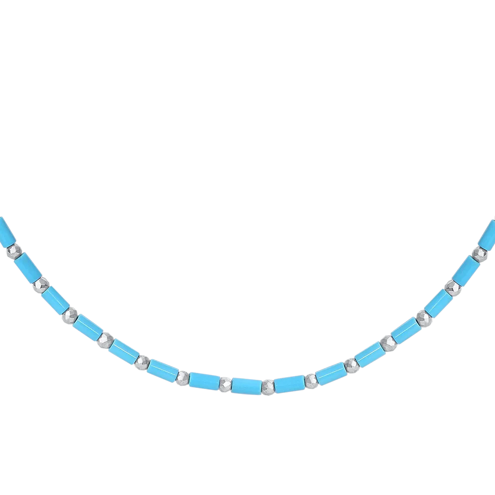 COLLANA UOMO IN ACCIAIO CON PIETRE TURCHESI ED EMATITE - Image 5