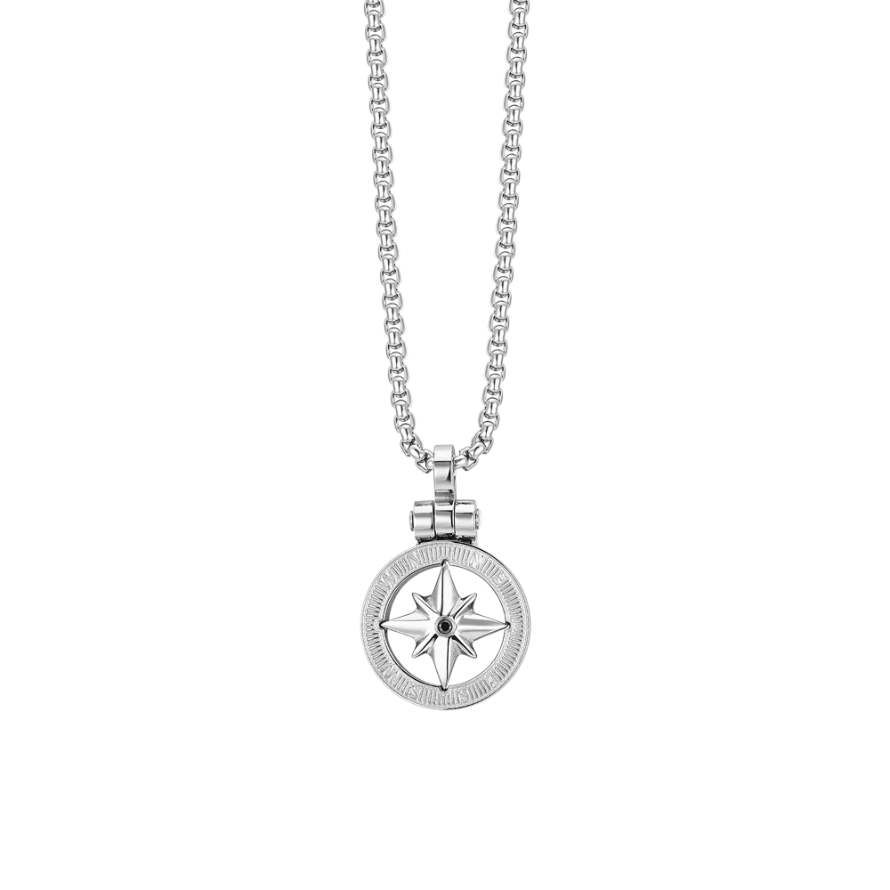 COLLANA UOMO IN ACCIAIO CON ROSA DEI VENTI
