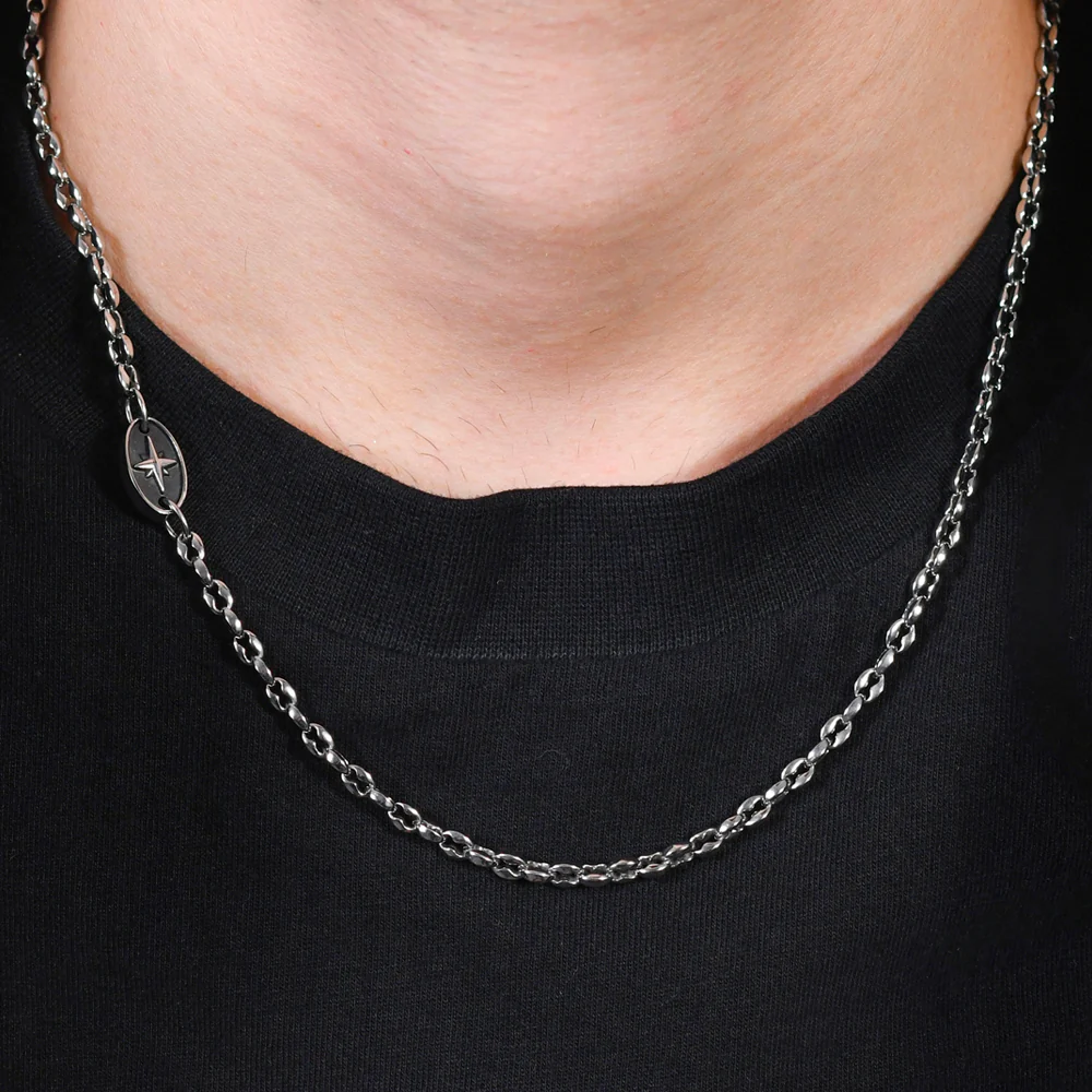 COLLANA UOMO IN ACCIAIO CON ROSA DEI VENTI - Image 2