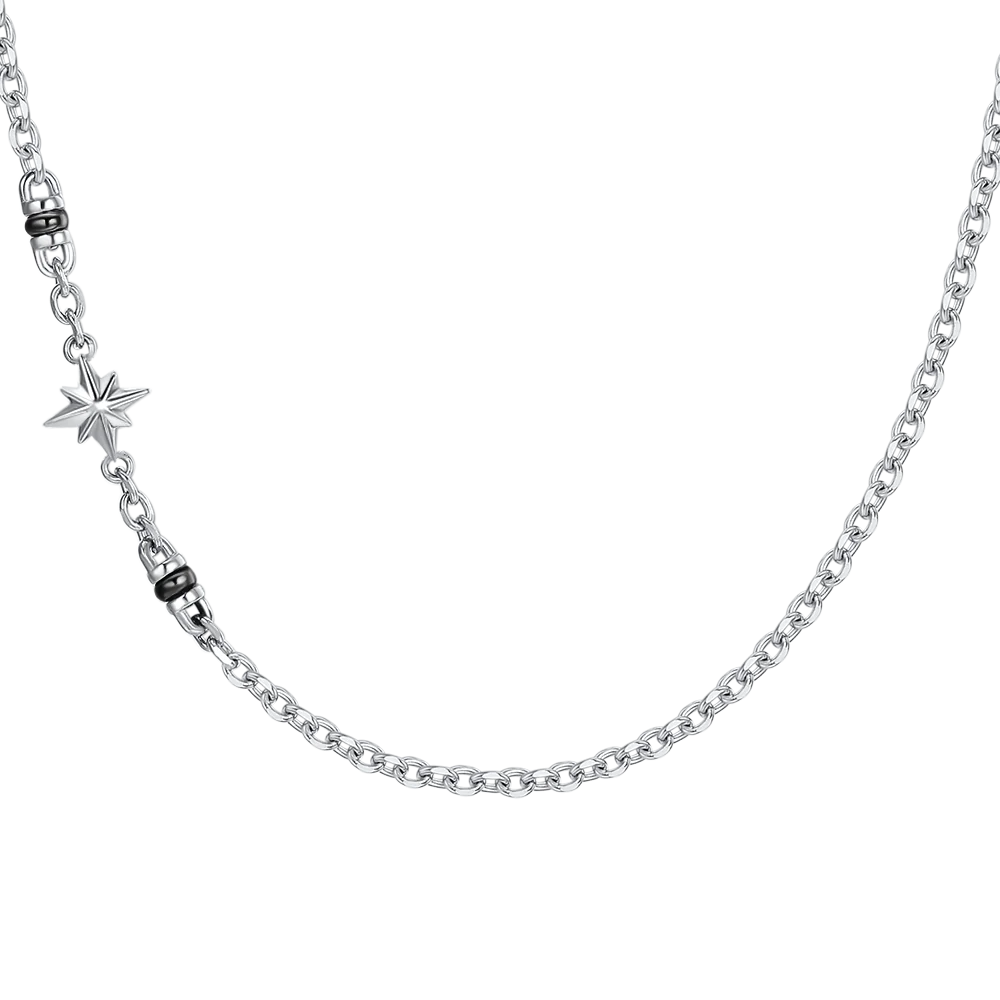 COLLANA UOMO IN ACCIAIO CON ROSA DEI VENTI ED ELEMENTI IN IP NERO - Image 5