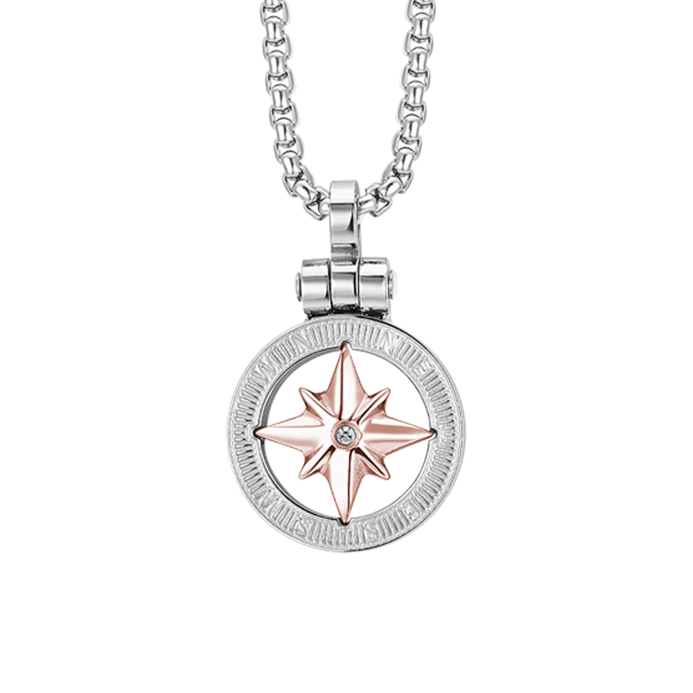 COLLANA UOMO IN ACCIAIO CON ROSA DEI VENTI IP ROSE - Image 4