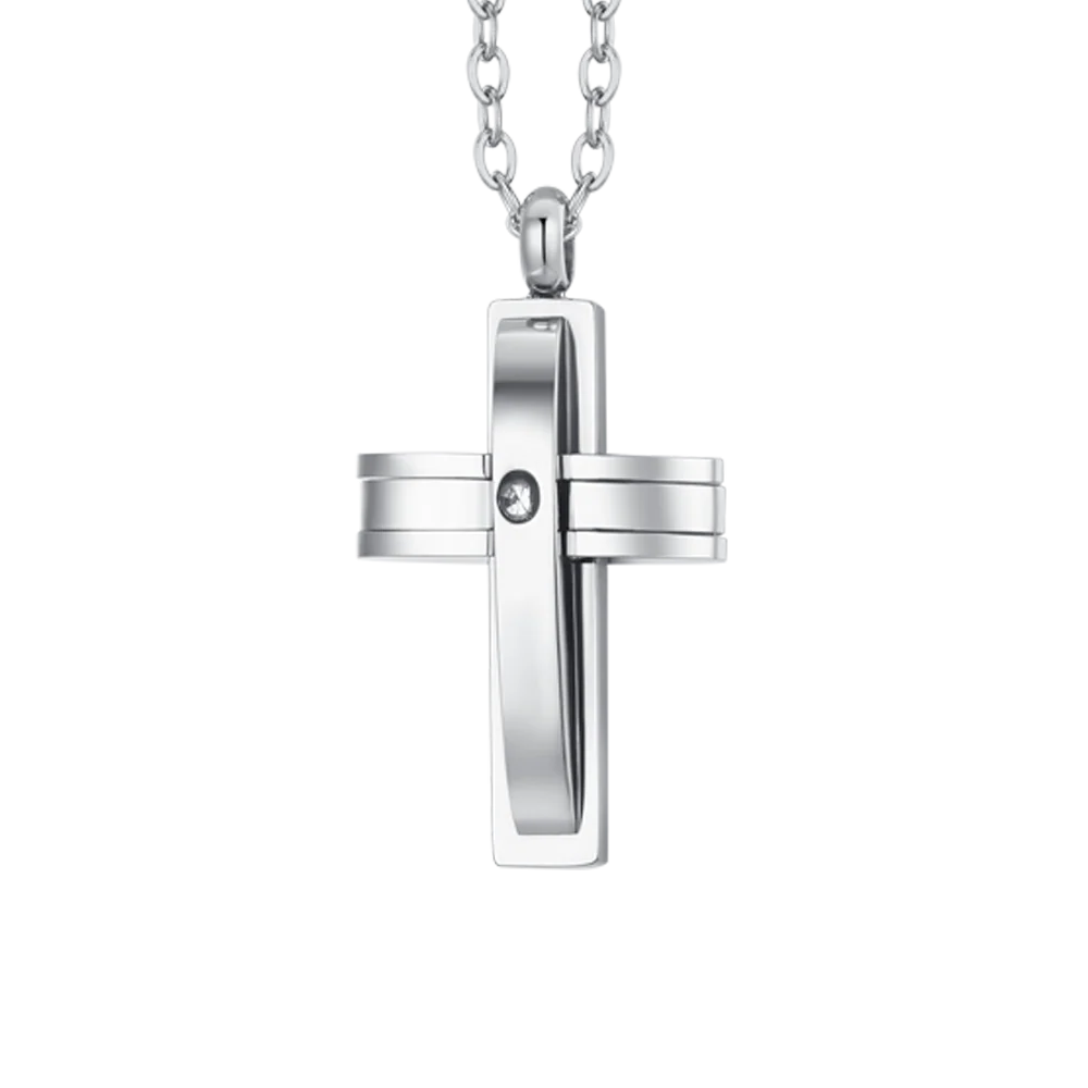COLLANA UOMO IN ACCIAIO CROCE E ZIRCONE - Image 4