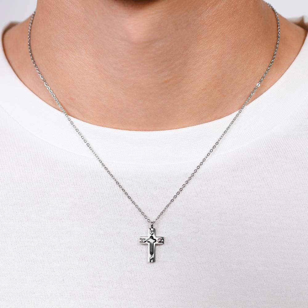 COLLANA UOMO IN ACCIAIO CROCE ED IP BLACK - Image 2