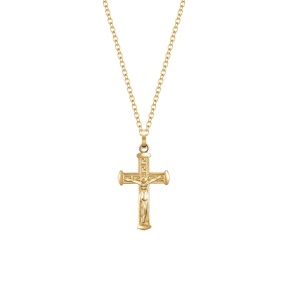 COLLANA UOMO IN ACCIAIO E IP GOLD CON CROCIFISSO IP GOLD