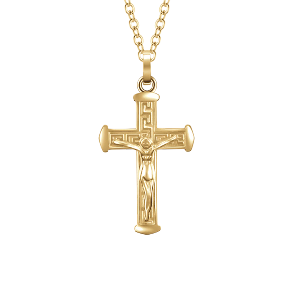 COLLANA UOMO IN ACCIAIO E IP GOLD CON CROCIFISSO IP GOLD - Image 4