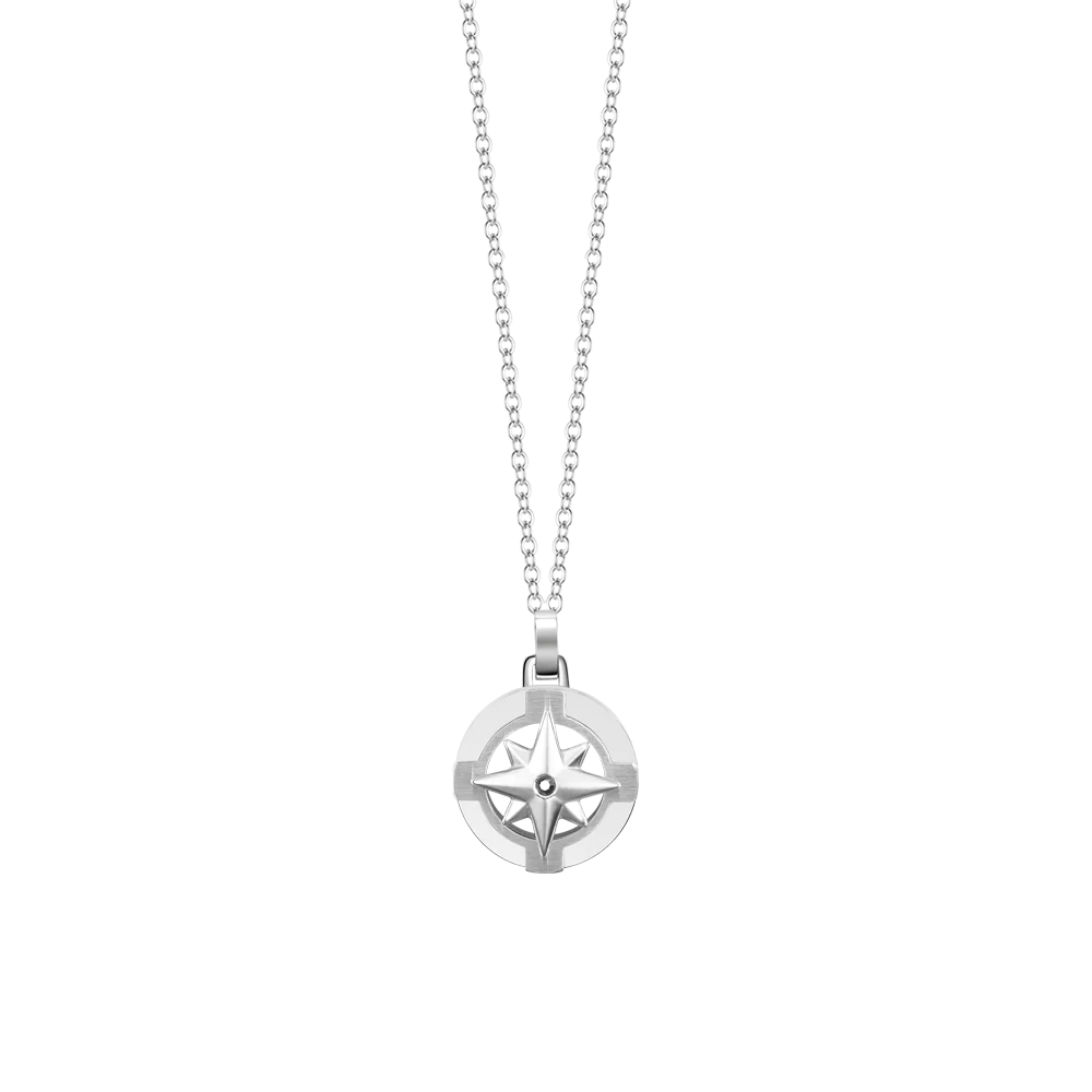COLLANA UOMO IN ACCIAIO E ROSA DEI VENTI