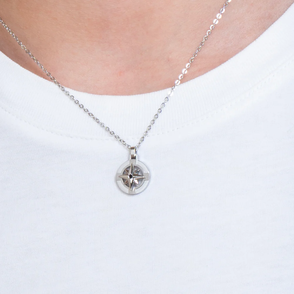 COLLANA UOMO IN ACCIAIO E ROSA DEI VENTI - Image 2