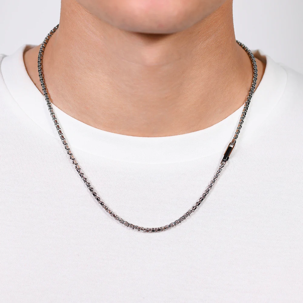 COLLANA UOMO IN ACCIAIO ELEMENTO IN ACCIAIO IP BLACK - Image 2