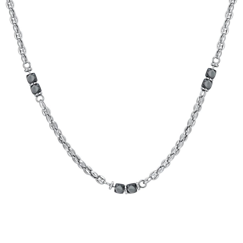 COLLANA UOMO IN ACCIAIO EMATITE GRIGIA