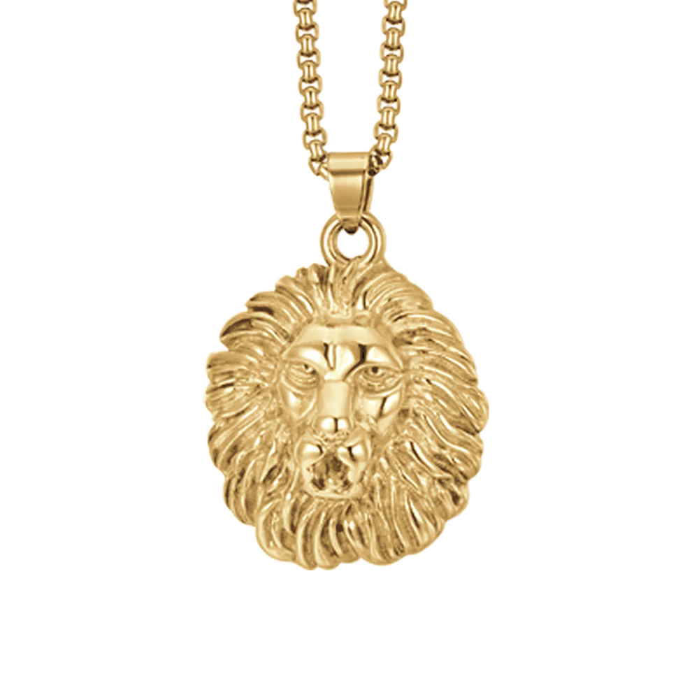 COLLANA UOMO IN ACCIAIO IP GOLD TESTA DI LEONE - Image 4