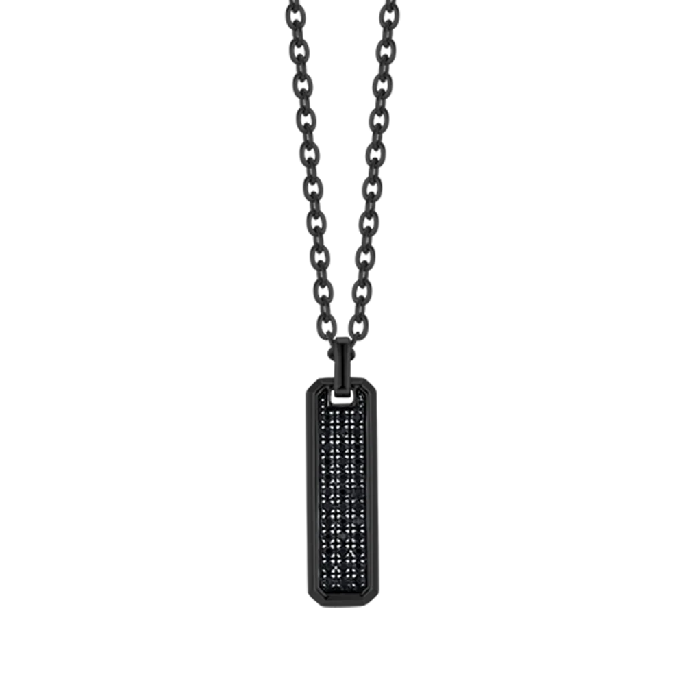 COLLANA UOMO IN ACCIAIO IP NERO CON ELEMENTO CON CRISTALLI NERI - Image 4