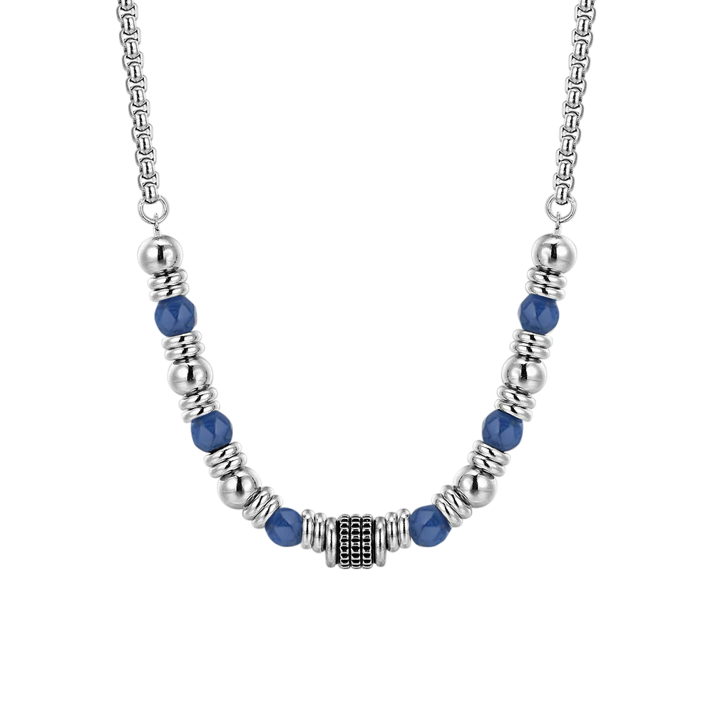 COLLANA UOMO IN ACCIAIO SODALITE BLU