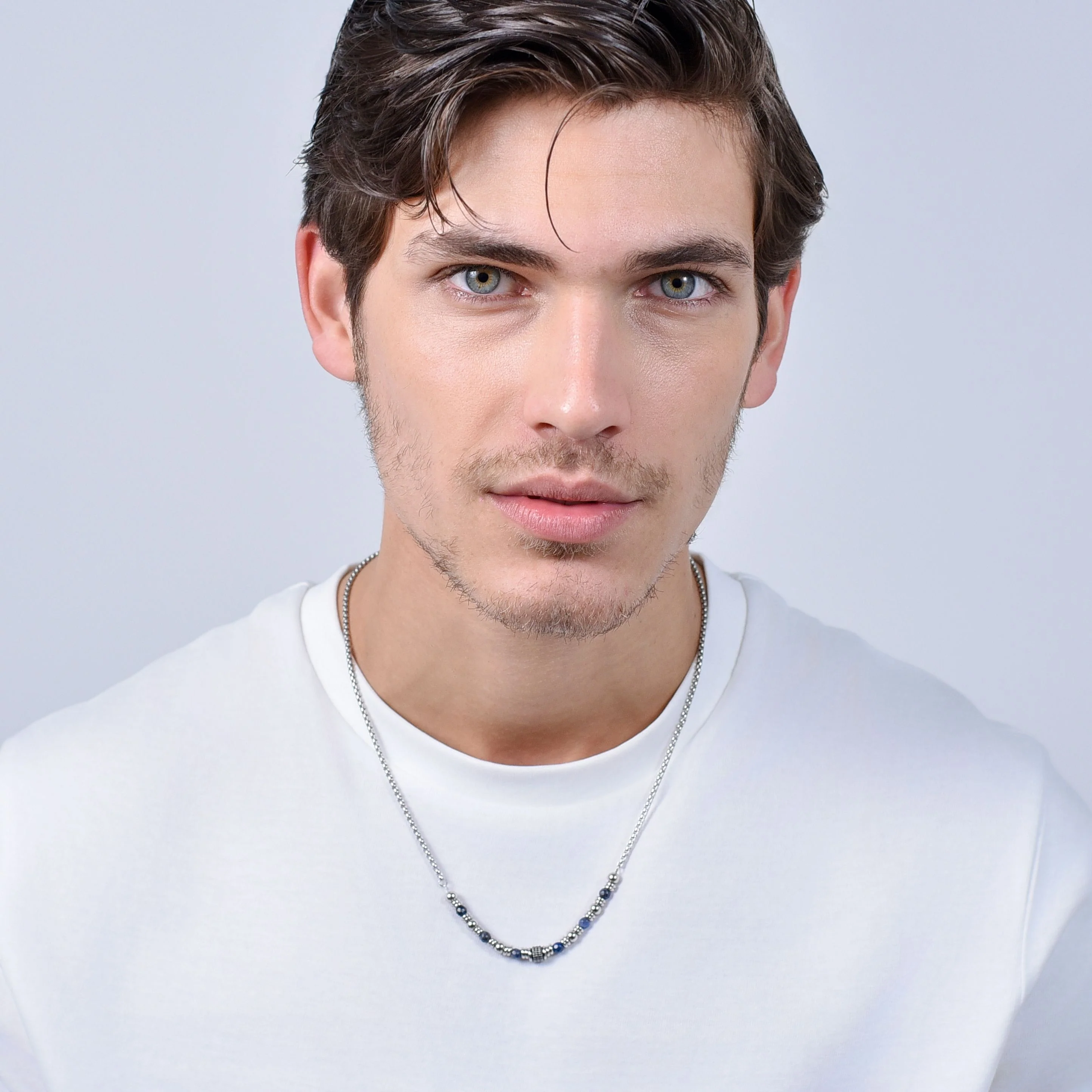COLLANA UOMO IN ACCIAIO SODALITE BLU - Image 3