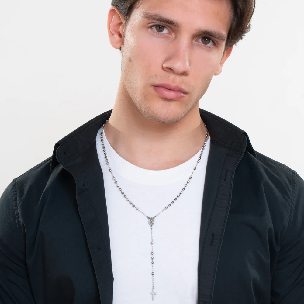 COLLANA UOMO ROSARIO IN ACCIAIO - Image 3