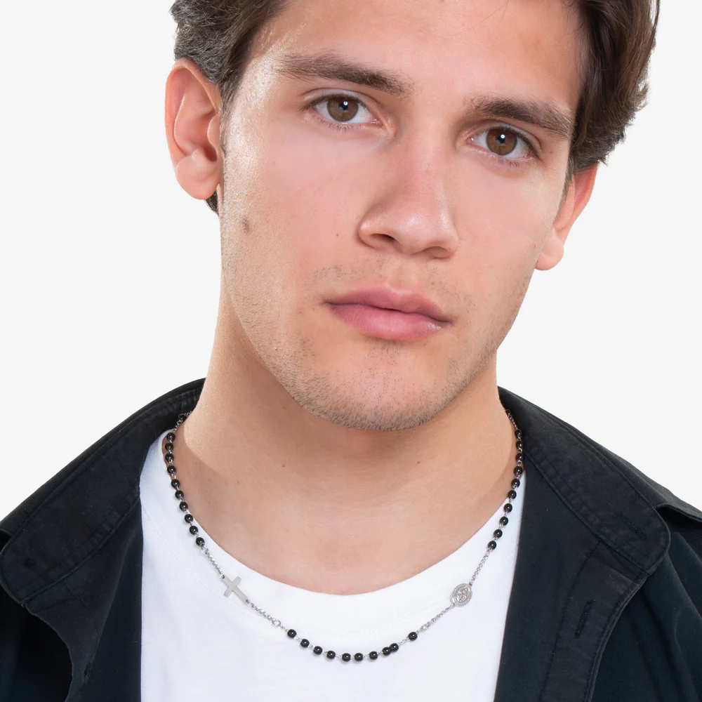 COLLANA UOMO ROSARIO IN ACCIAIO NERO - Image 3