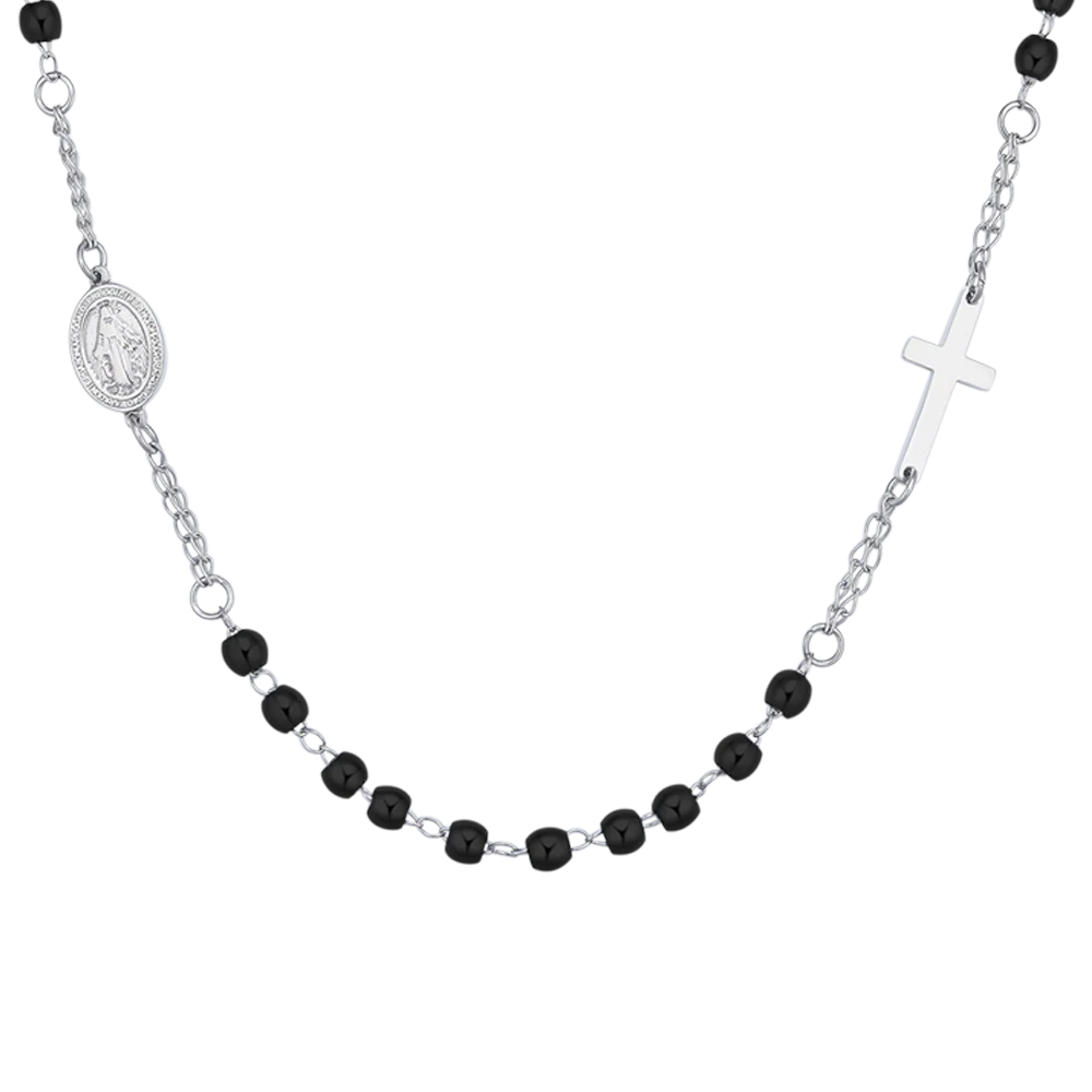 COLLANA UOMO ROSARIO IN ACCIAIO NERO - Image 4
