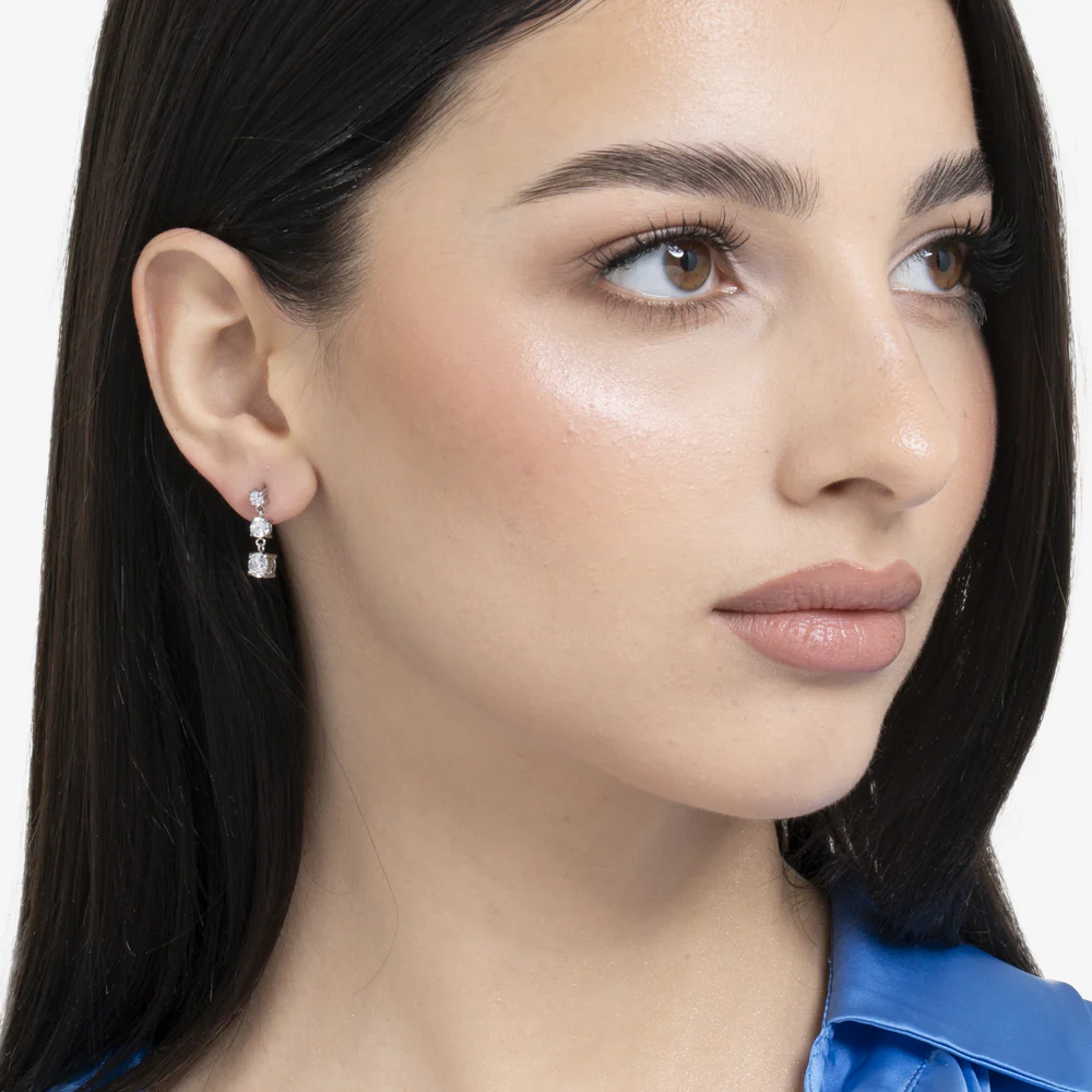 MONO ORECCHINO DONNA IN ACCIAIO CON ZIRCONI BIANCHI - Image 3
