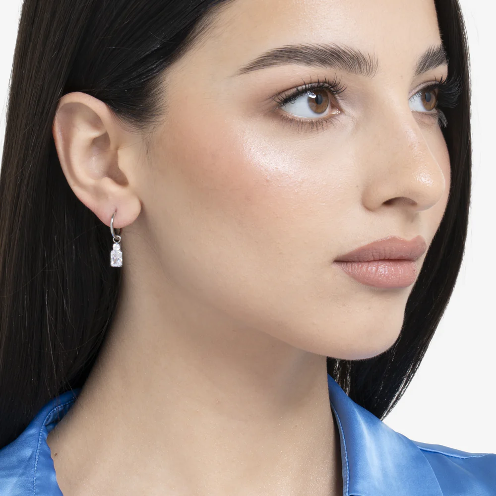 MONO ORECCHINO DONNA IN ACCIAIO CON ZIRCONI BIANCHI - Image 3
