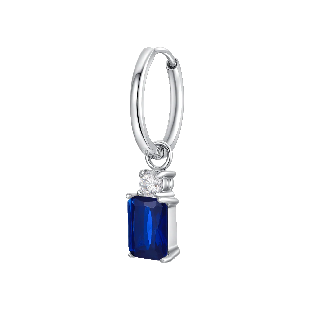 MONO ORECCHINO DONNA IN ACCIAIO CON ZIRCONI BLU E BIANCHI