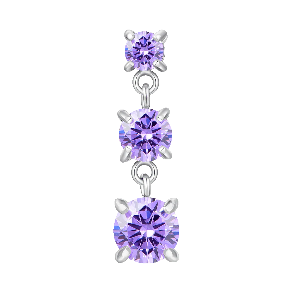 MONO ORECCHINO DONNA IN ACCIAIO CON ZIRCONI VIOLA