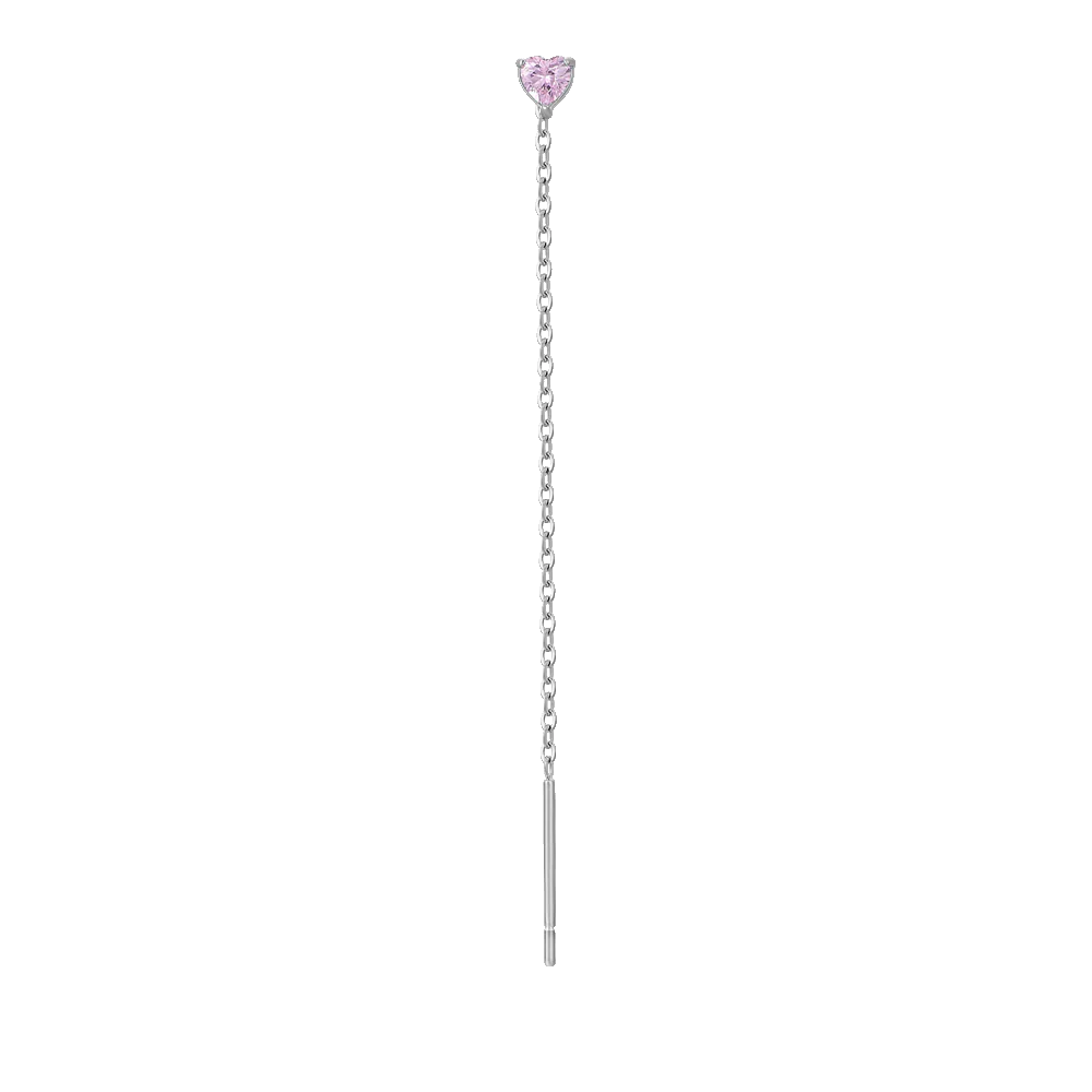 MONO ORECCHINO DONNA IN ACCIAIO CON CRISTALLO ROSA