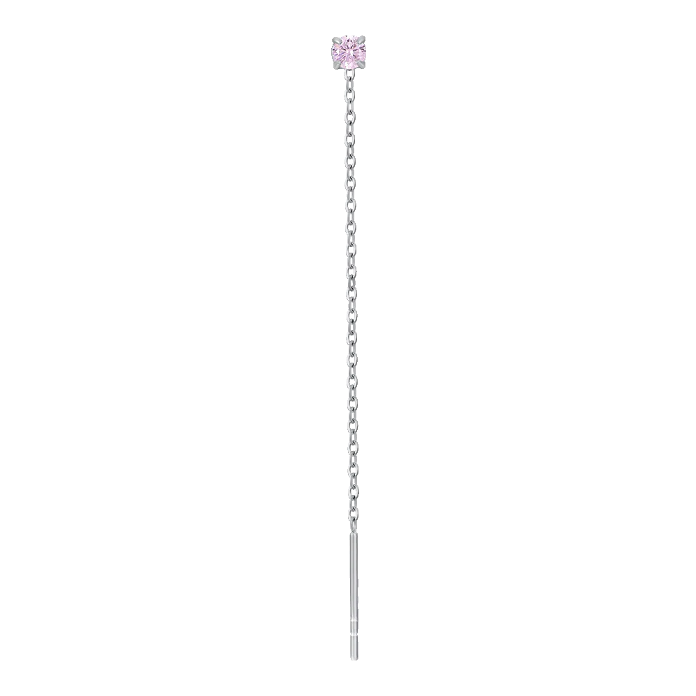 MONO ORECCHINO DONNA IN ACCIAIO CON CRISTALLO ROSA