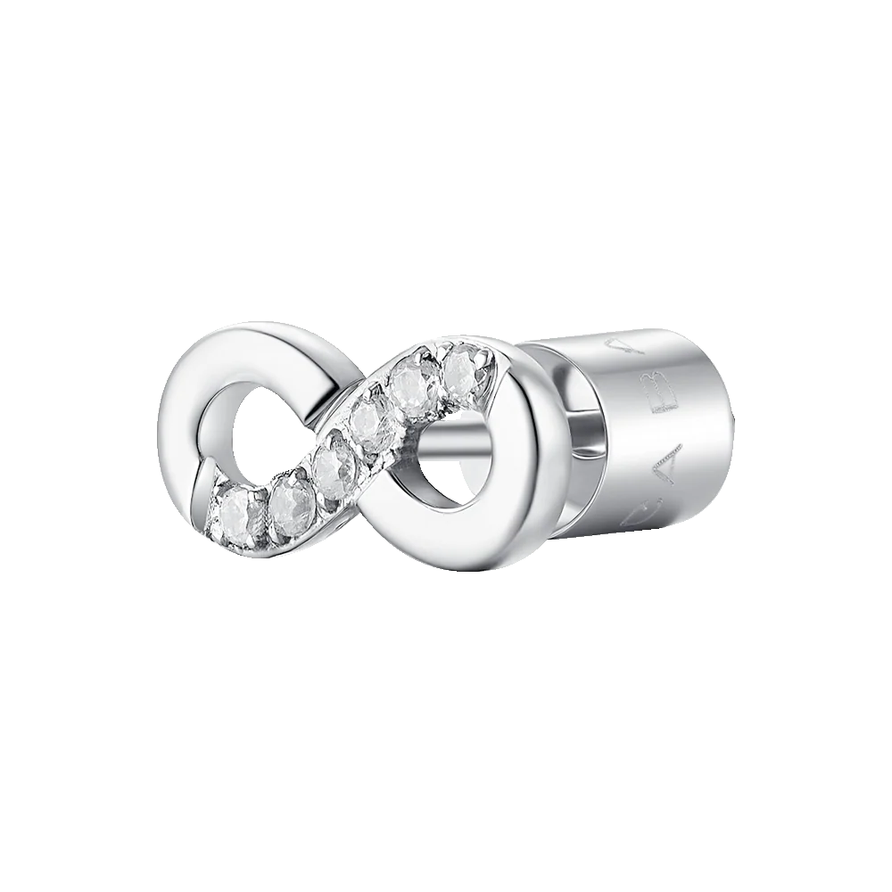 MONO ORECCHINO DONNA IN ACCIAIO CON INFINITO CON PUNTI LUCE ZIRCONE BIANCO