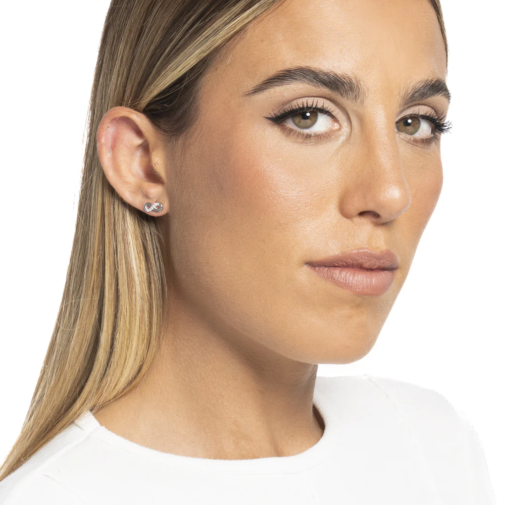 MONO ORECCHINO DONNA IN ACCIAIO CON INFINITO CON PUNTI LUCE ZIRCONE BIANCO - Image 3