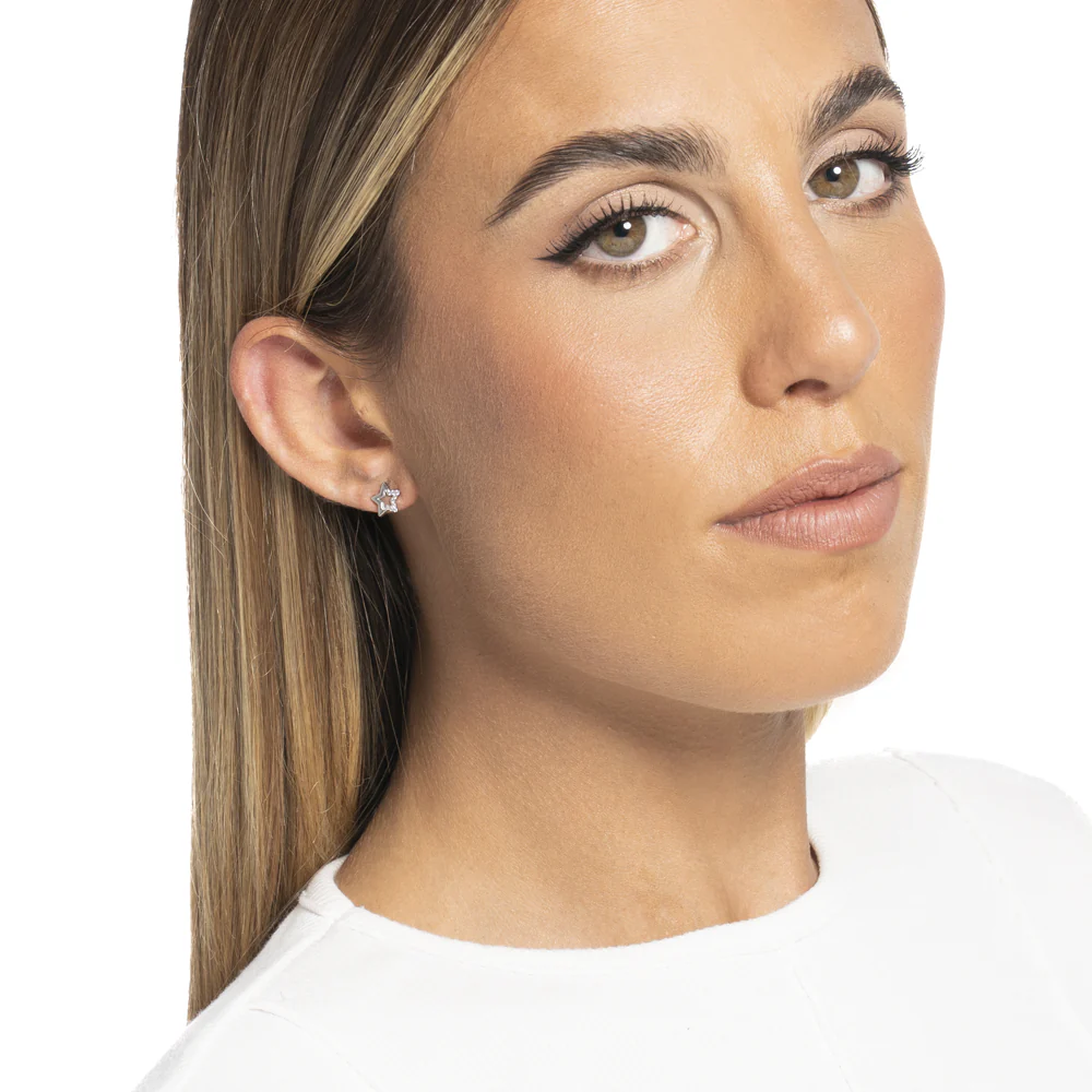 MONO ORECCHINO DONNA IN ACCIAIO CON STELLA CON PUNTI LUCE ZIRCONE BIANCO - Image 3