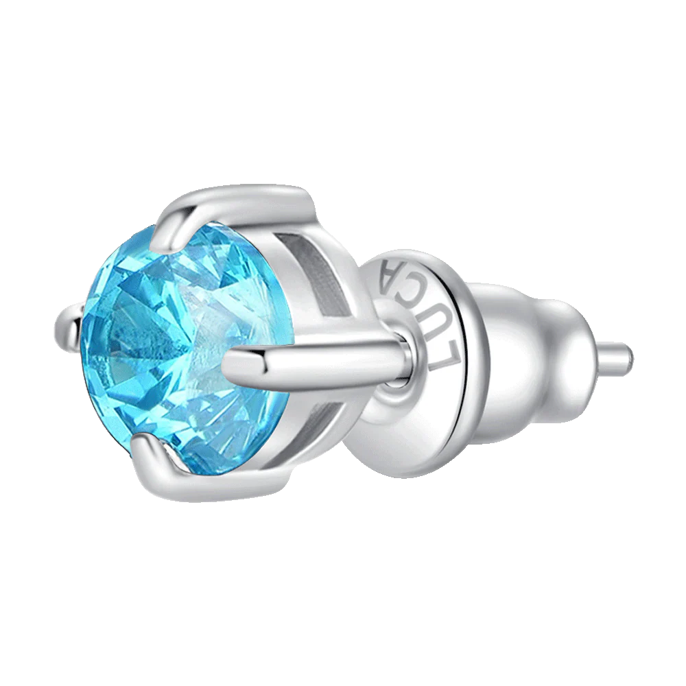 MONO ORECCHINO DONNA IN ACCIAIO CON ZIRCONE ACQUAMARINA