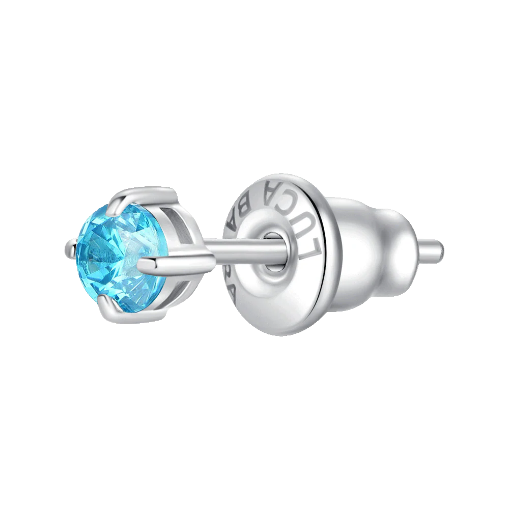 MONO ORECCHINO DONNA IN ACCIAIO CON ZIRCONE ACQUAMARINA